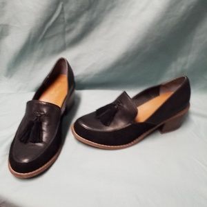 Seychelles leather and suede tasseled pump